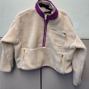 The North Face EXTREME PILE PULLOVER Ivory/Purple Half Zip Gardenia